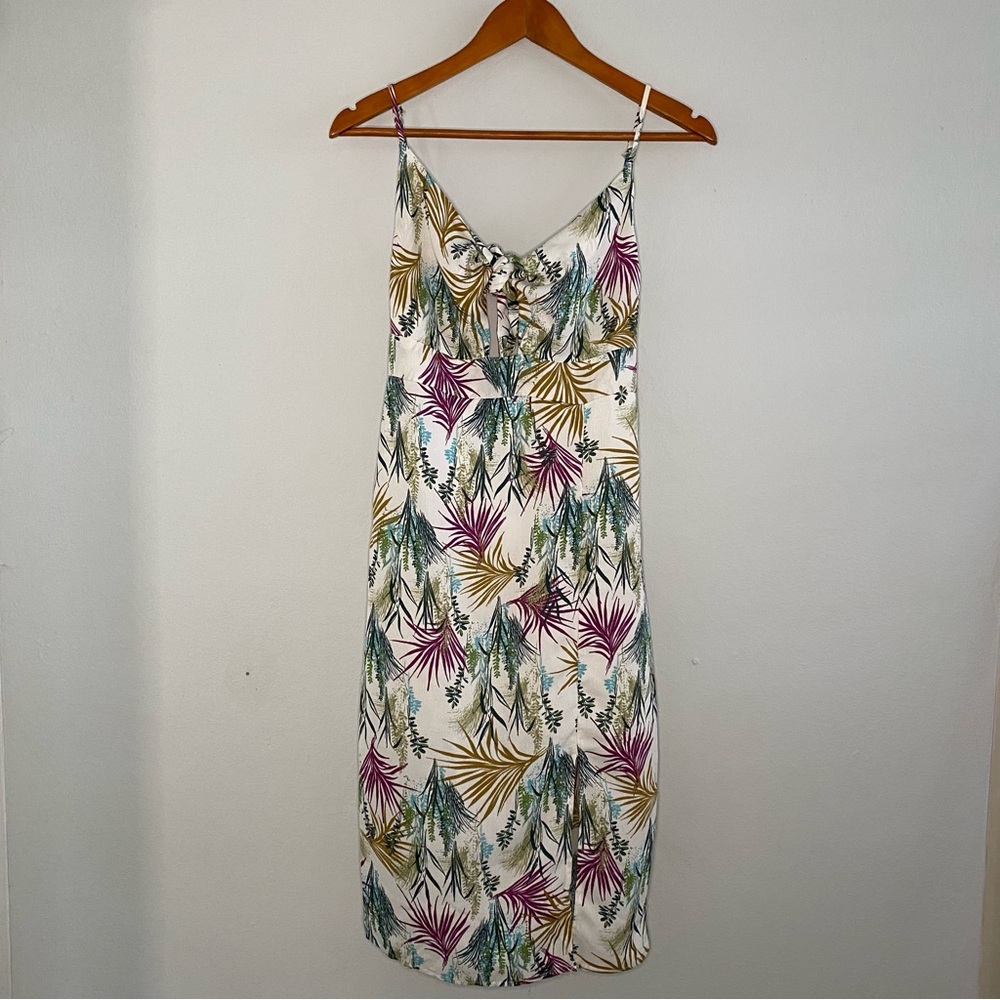 Dreamy One Clothing Spaghetti Strap Leaf Print Midi Dress